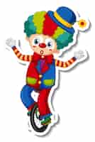 Kostenloser Vektor aufklebervorlage mit glücklicher clown-cartoon-figur