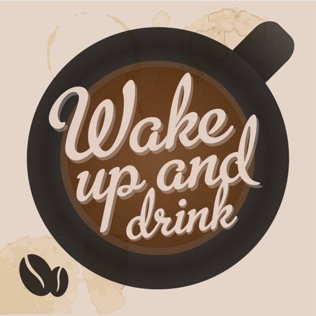Kostenlose Vektor aufwachen und kaffee trinken