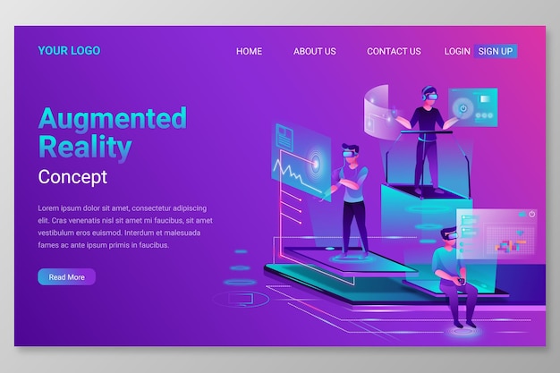 Kostenloser Vektor augmented reality konzept - landing page