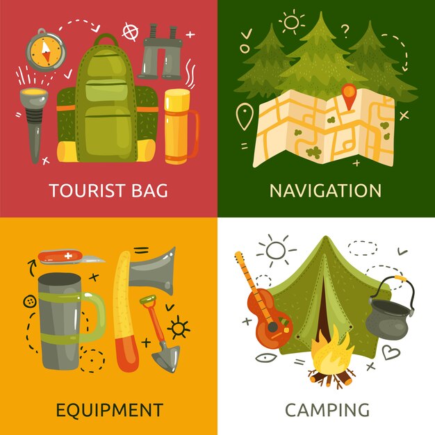 Ausrüstung für die Sammlung von Campingbannern