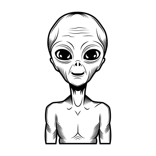 Außerirdische Vektorillustration. Netter außerirdischer Charakter, kosmische Person, Humanoid