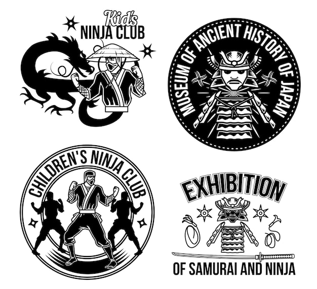 Kostenloser Vektor ausstellung von samurai und ninja