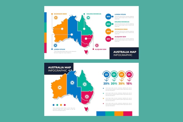 Australien karte infografik in flachem design