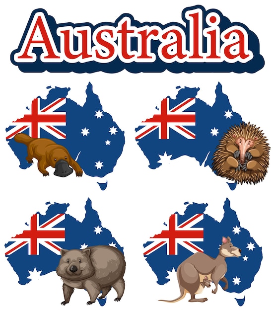 Kostenloser Vektor australien-tag-banner-set