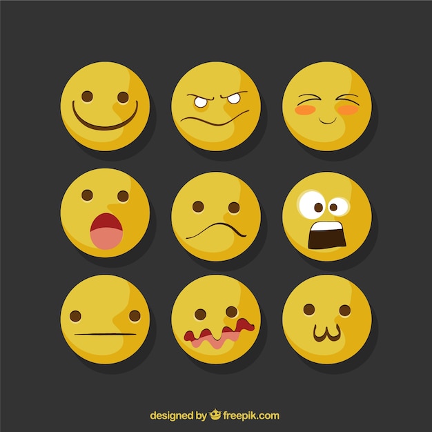 Auswahl von neun ausdrucks Emojis