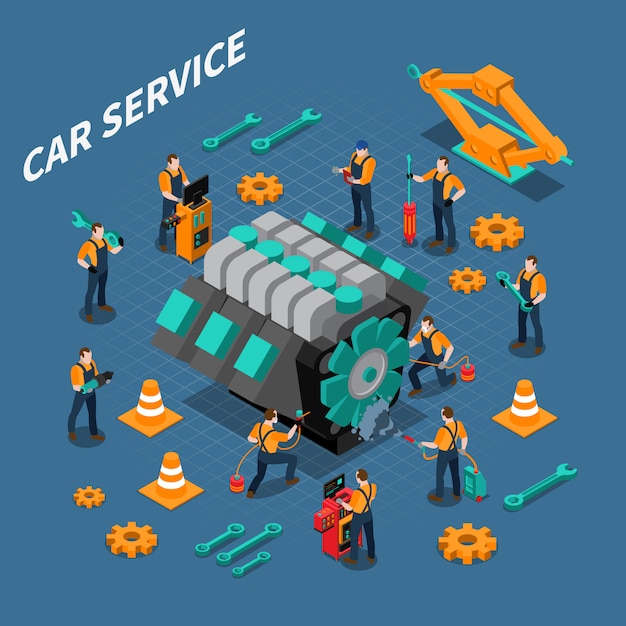 Auto service isometrische zusammensetzung