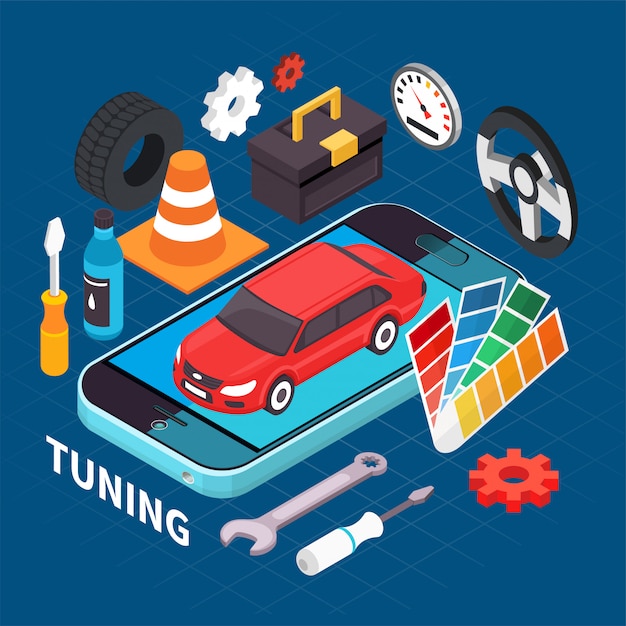 Auto-service und tuning-illustration