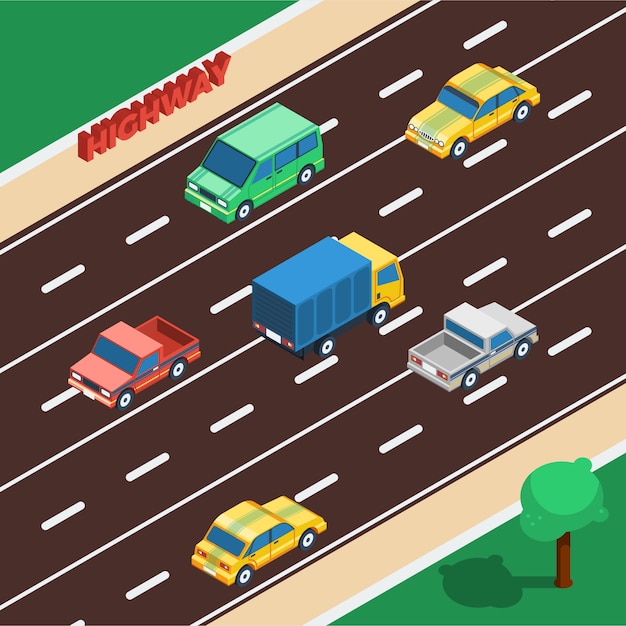 Autobahn isometrische illustration