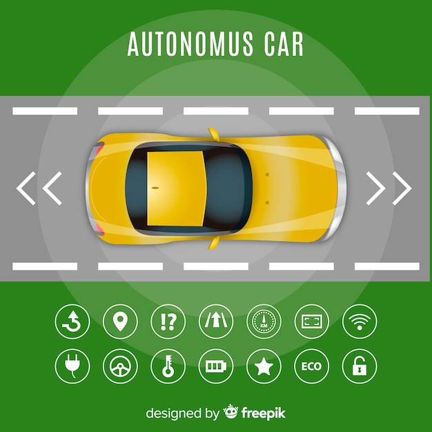 Autonomes auto mit flachem design