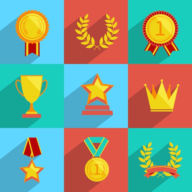 Award icons set farbig