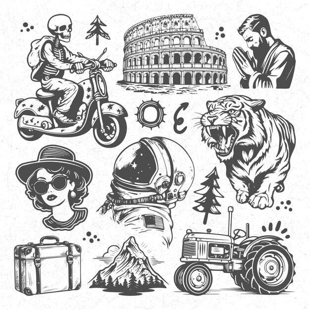 Awesome Scribble Handgezeichnete Doodle Tattoo Element Vektor