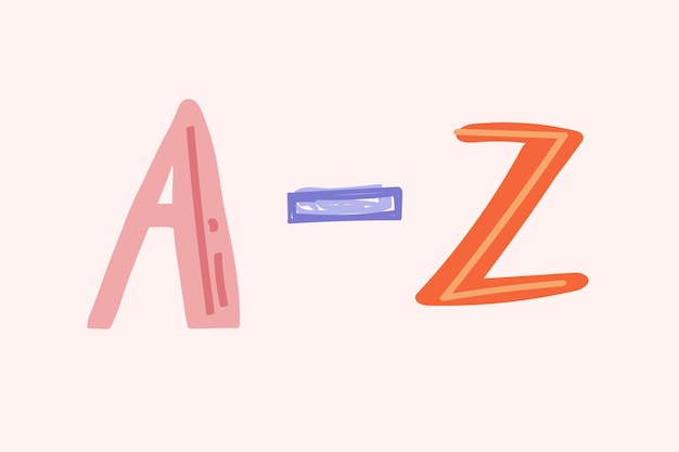 AZ-Alphabet-Typografie-Gekritzel-Schriftart handgezeichneter Vektor
