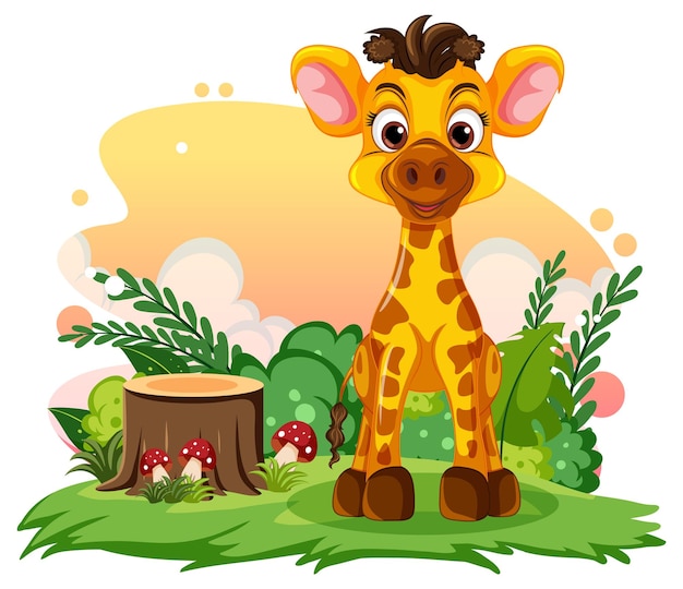 Kostenloser Vektor baby-giraffe-cartoon-figur