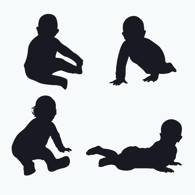 Baby-silhouette im flachen design