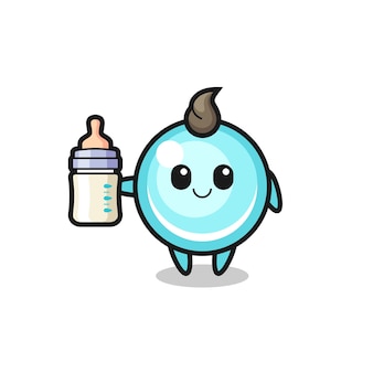 Babyblase-cartoon-figur mit milchflasche