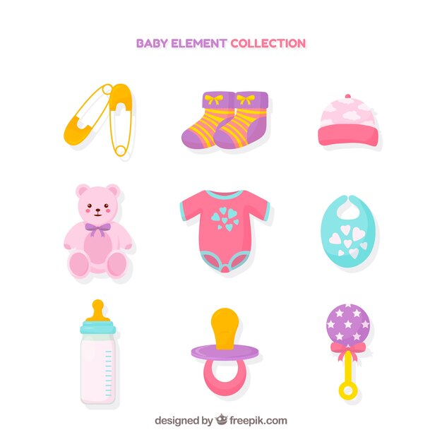 Babyelementsammlung in der flachen Art