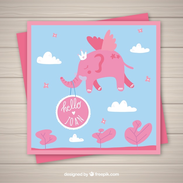 Babykarteneinladung mit rosa farbe