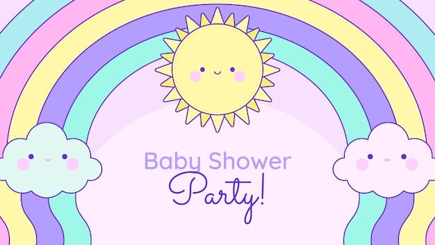 Babyparty-zoomhintergrund im flachen design