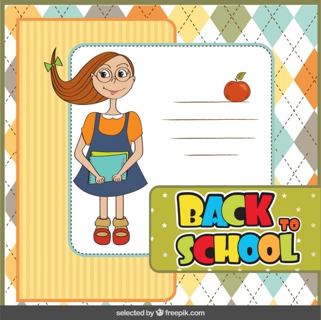 Back to school-karte mit niedlichen mädchen