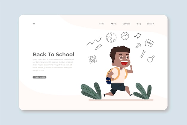 Kostenloser Vektor back to school landing page konzept