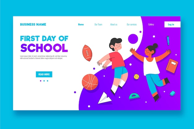 Kostenloser Vektor back to school landing page vorlage