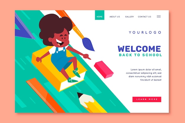 Kostenloser Vektor back to school landing page vorlage