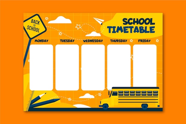 Back to school stundenplan flaches design