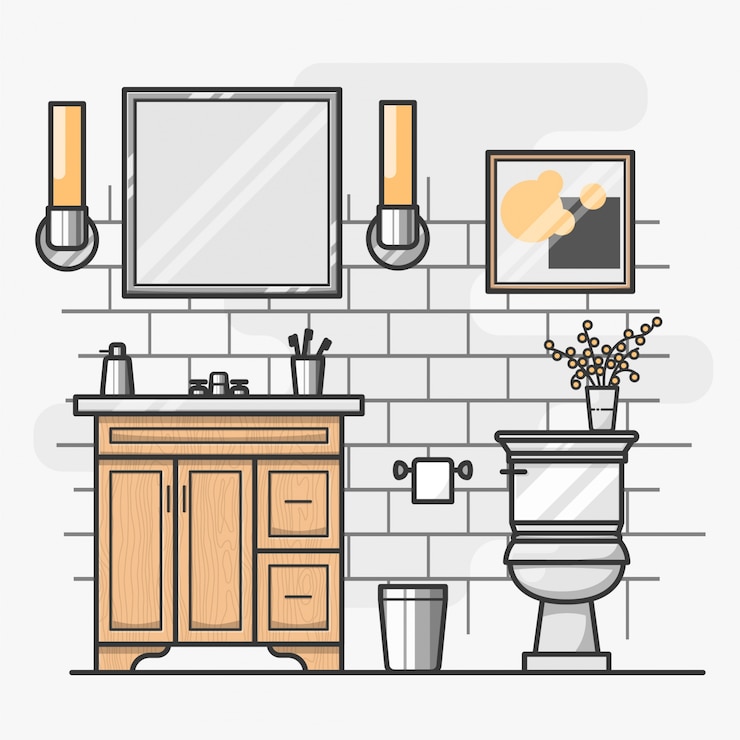 Kostenlose Vektor badezimmer innenarchitektur