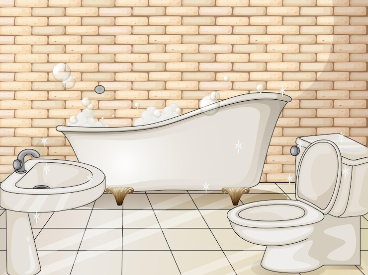 Kostenlose Vektor badezimmer mit wanne und wc