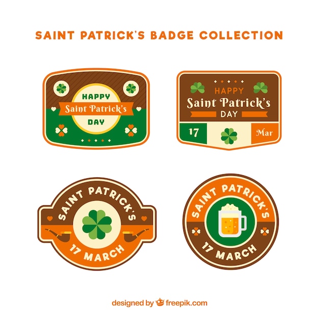 Kostenloser Vektor badge sammlung für st. patricks day