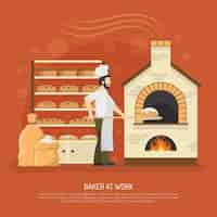 Kostenloser Vektor bäckerei-arbeit-illustration