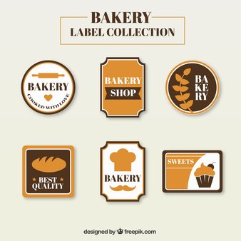 Bäckerei-label-kollektion in flaches design