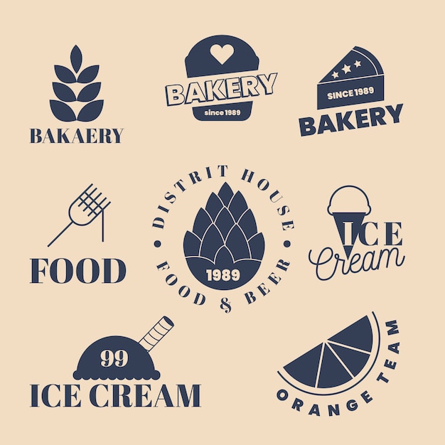 Kostenloser Vektor bäckerei und sommer süßigkeiten logo