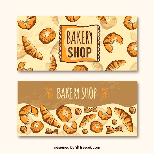 Bäckereifahnen mit Gebäck und Brot
