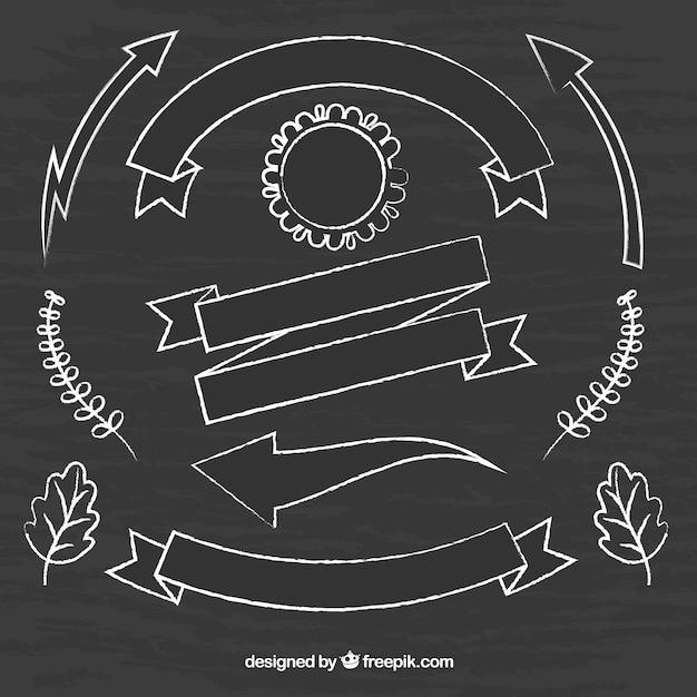 Bänder, rahmen und pfeile sammlung in tafel-stil