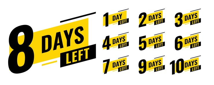 Kostenlose Vektor bald kommt countdown-vorlage mit tag-left-tag-vektor