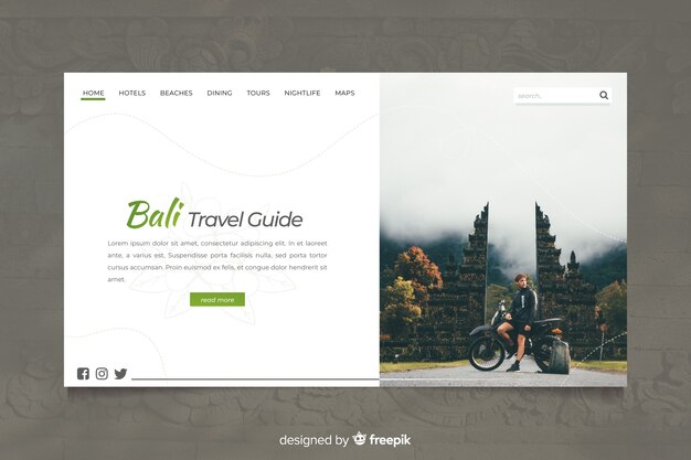 Bali Reiseführer Landing Page mit Foto