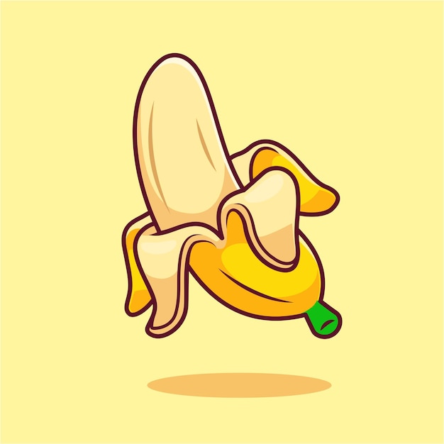 Kostenloser Vektor bananenfrucht, schwimmende cartoon-vektor-symbol-illustration, lebensmittel-frucht-symbol-konzept, isolierter flacher vektor