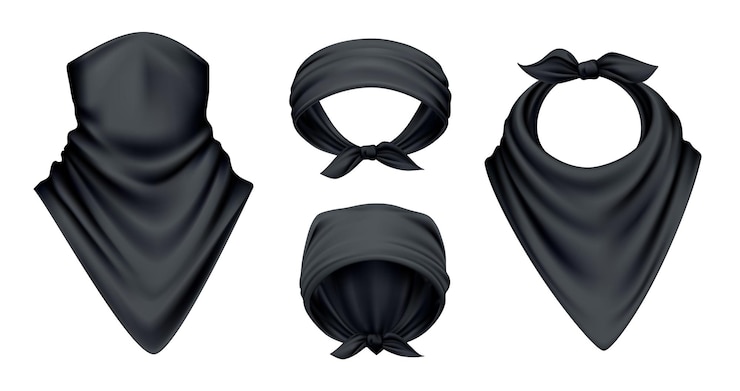 Kostenlose Vektor bandana schal buff einstecktuch realstic schwarz set