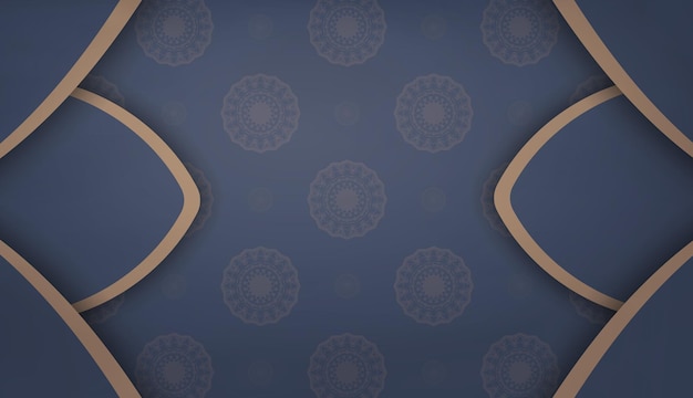 Baner in blau mit indischbraunem ornament zur gestaltung unter dem text