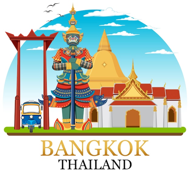 Kostenloser Vektor bangkok thailand wahrzeichen logo banner