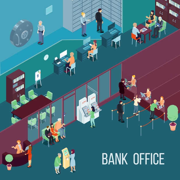 Bank Office Isometrische Darstellung