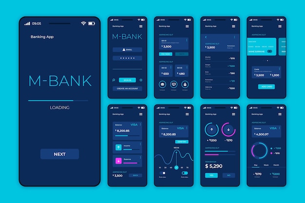 Kostenloser Vektor banking app-oberfläche