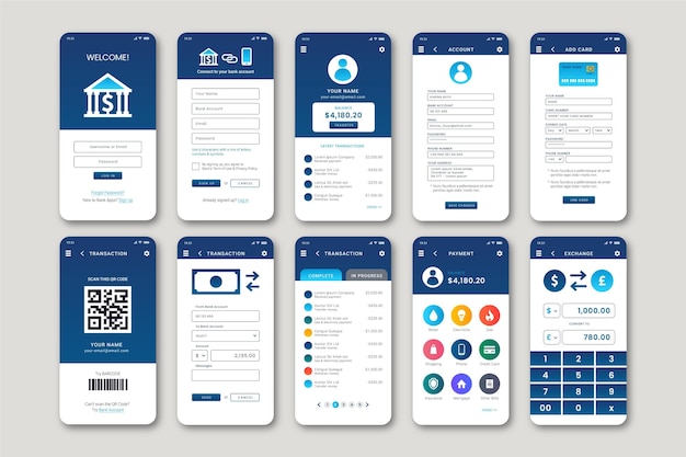 Kostenloser Vektor banking app-oberfläche