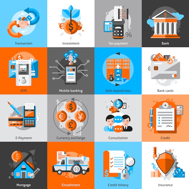 Banking icons set