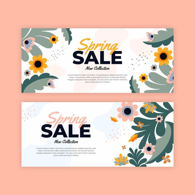 Banner Frühlingsverkauf im flachen Design