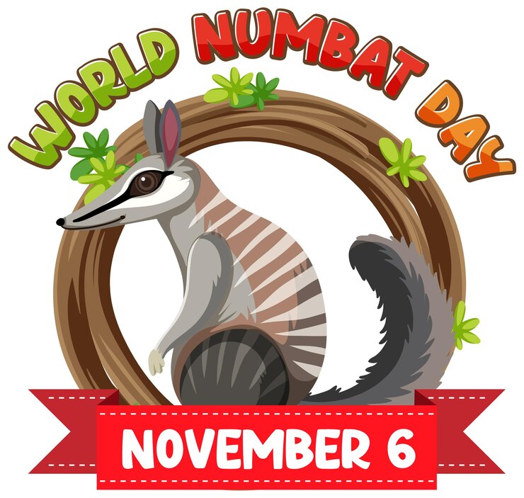 Kostenlose Vektor banner-logo zum welt-numbat-tag