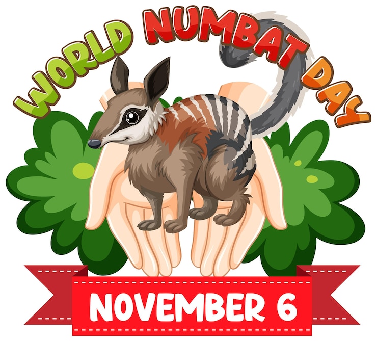 Kostenlose Vektor banner-logo zum welt-numbat-tag
