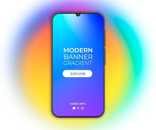 Kostenloser Vektor banner mit farbverlauf für smartphone