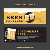 Kostenloser Vektor banner von vintage-bierfest in flaches design